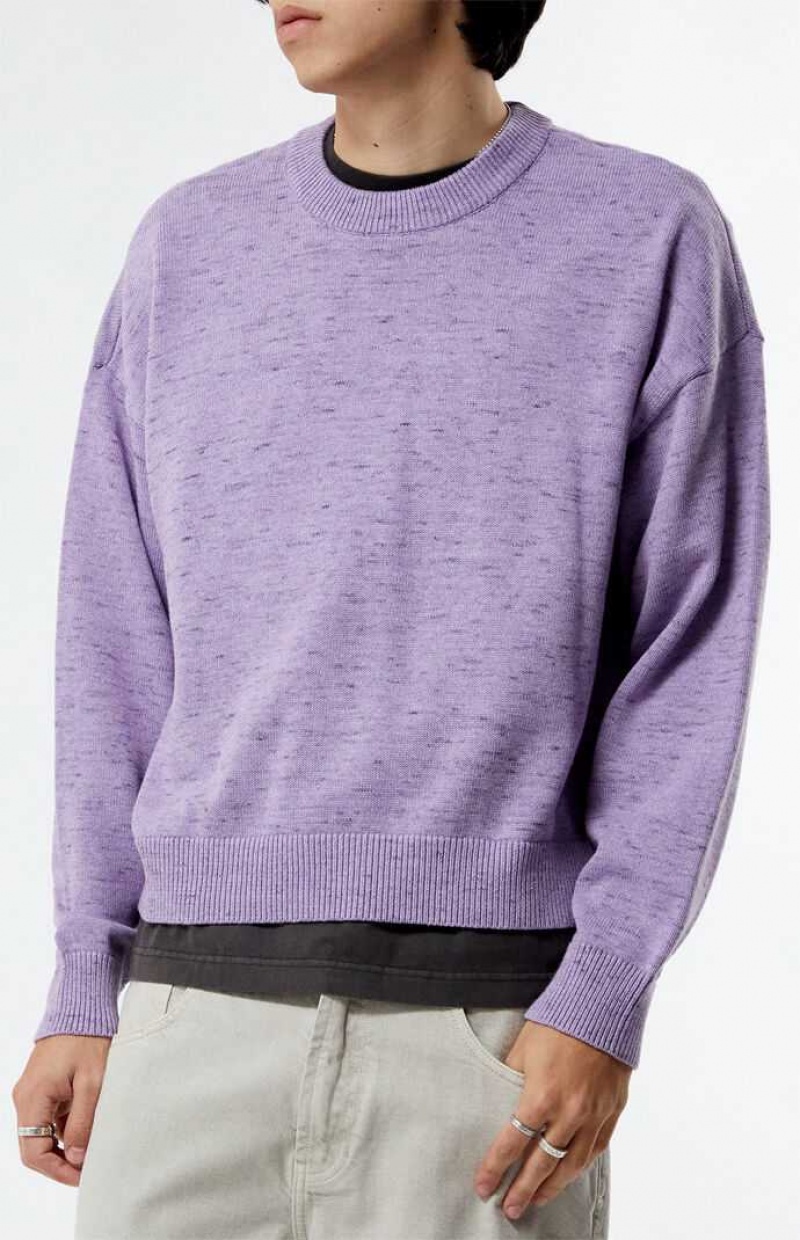 Chandails PacSun Purple Cropped Crew Homme Violette | 162854YIO