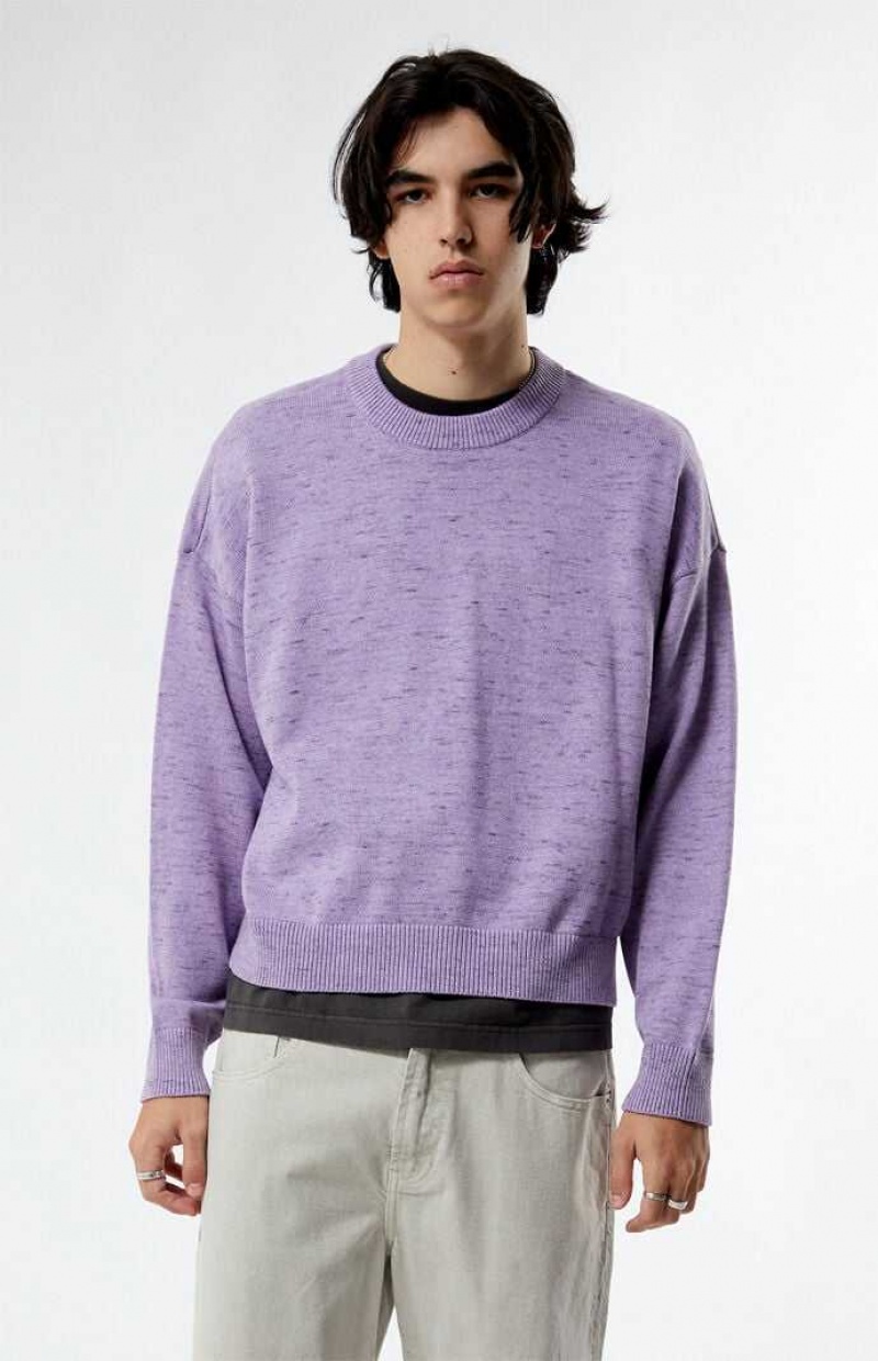 Chandails PacSun Purple Cropped Crew Homme Violette | 162854YIO