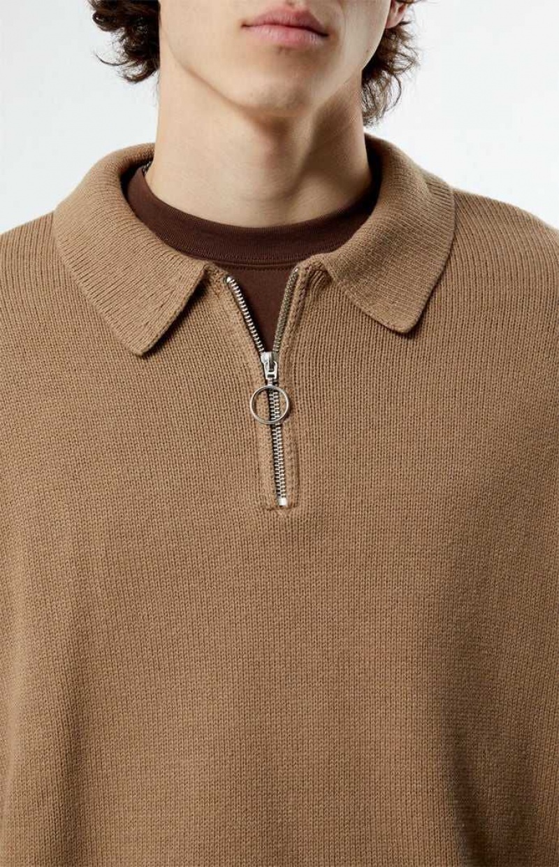 Chandails PacSun Quarter Zip Homme Marron | 769281LPM