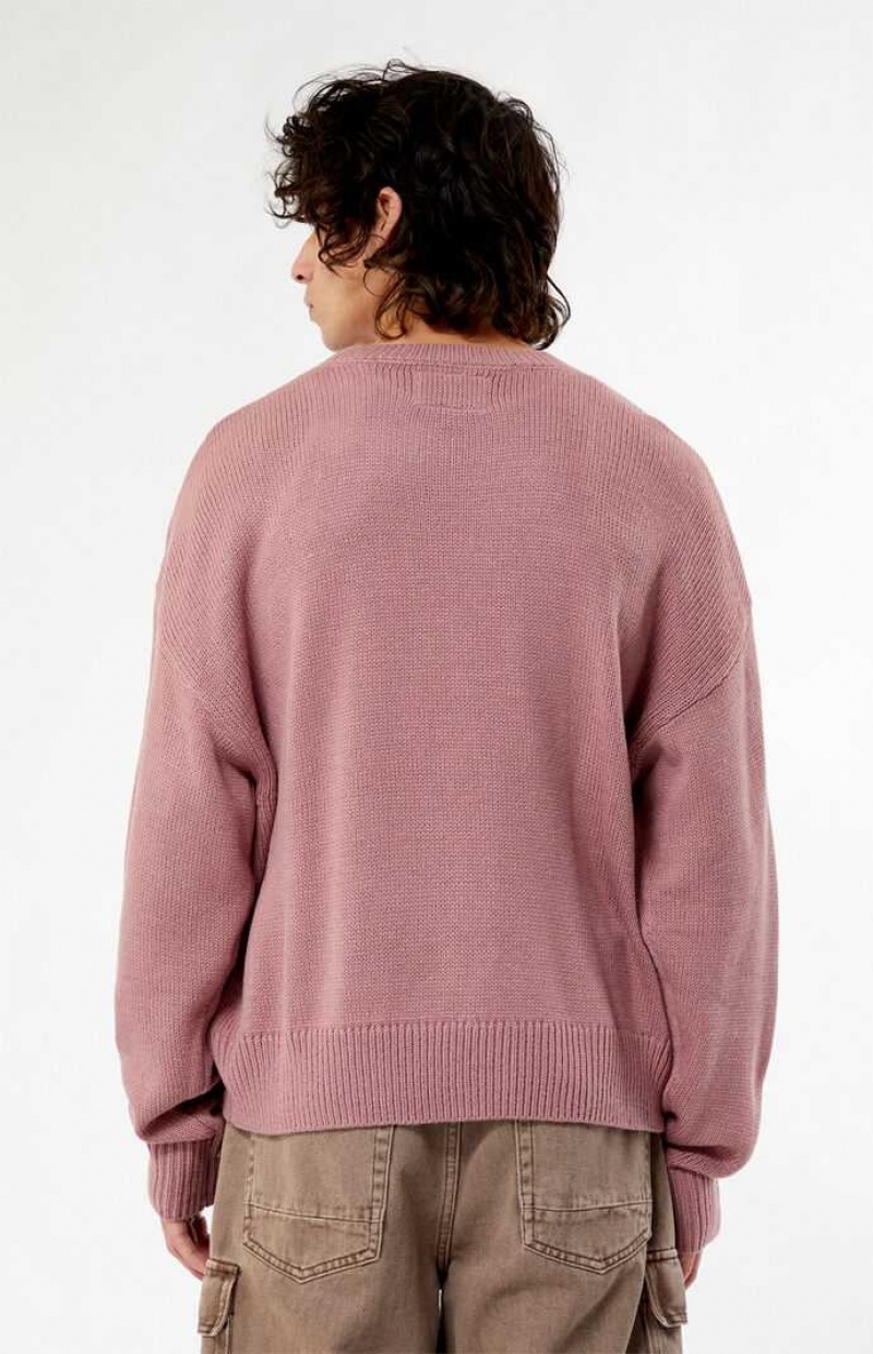 Chandails PacSun Script Applique Crew Neck Homme Rose | 745361ZQG