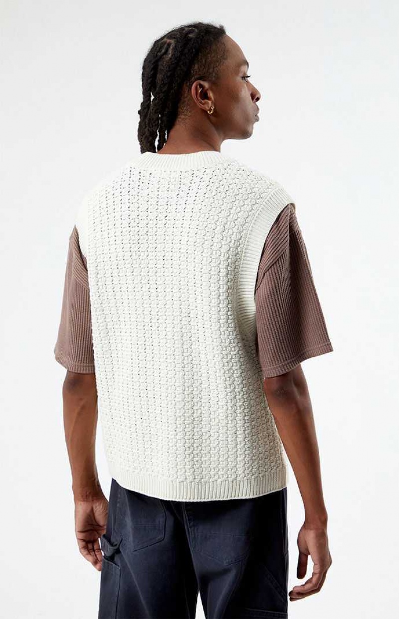 Chandails PacSun White Crochet Knit Homme Blanche | 160537GIQ