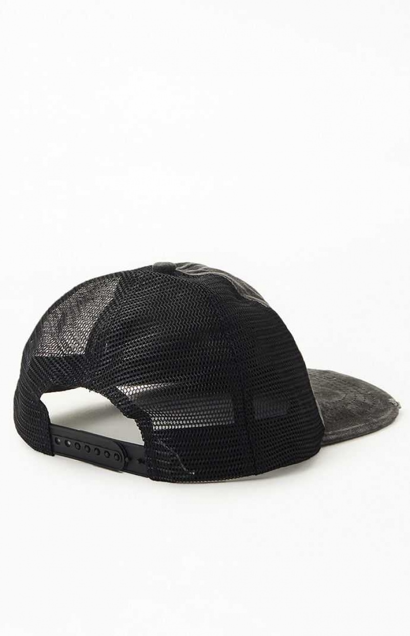 Chapeau PacSun Distressed Trucker Femme Noir | 864015WGE