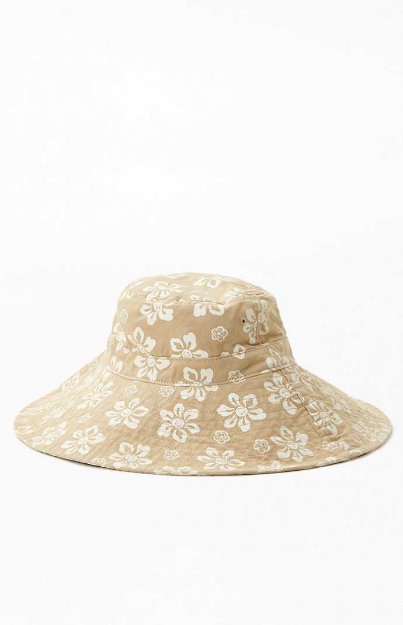 Chapeau PacSun Hawaiian Smiley Bucket Femme Beige | 014765QIZ