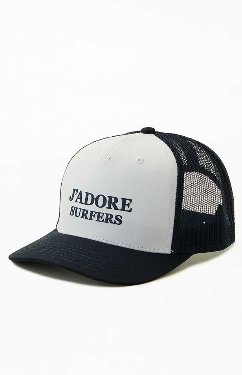 Chapeau PacSun J'Adore Surfers Trucker Femme Blanche Bleu | 139608YNG