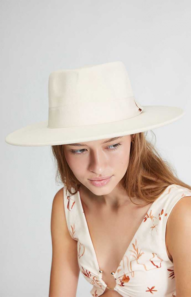 Chapeau PacSun Structured Fedora Femme Blanche | 581406UWA