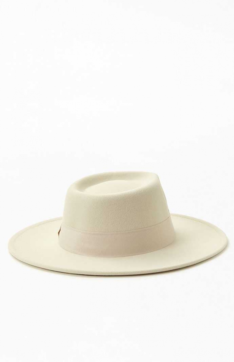 Chapeau PacSun Structured Fedora Femme Blanche | 581406UWA