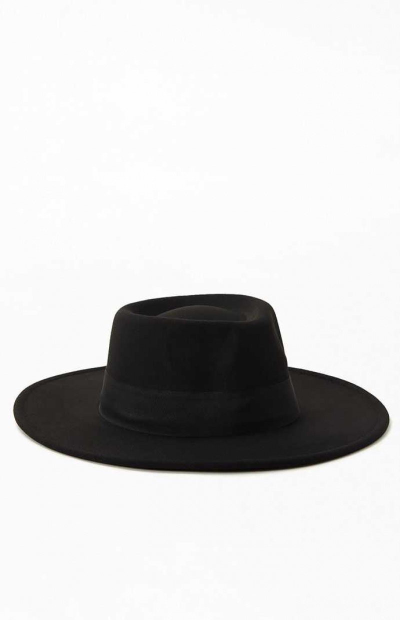 Chapeau PacSun Structured Fedora Femme Noir | 025349TCQ