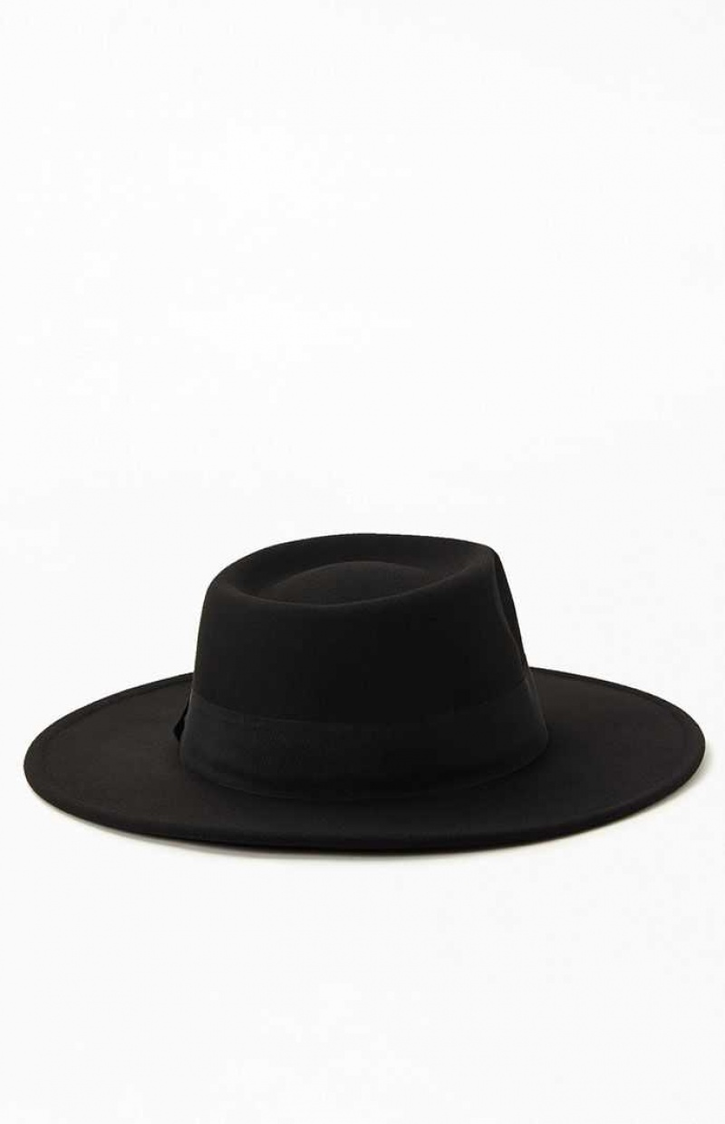 Chapeau PacSun Structured Fedora Femme Noir | 025349TCQ