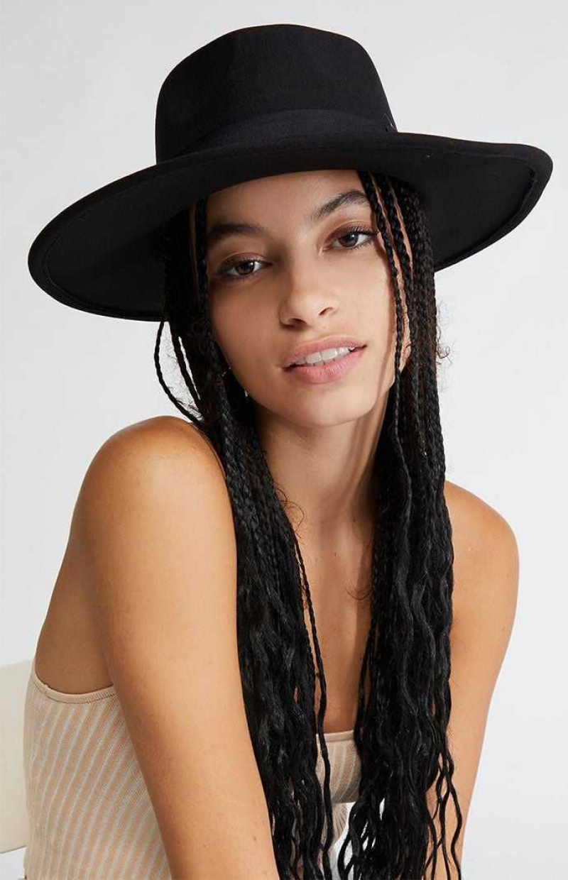 Chapeau PacSun Structured Fedora Femme Noir | 025349TCQ