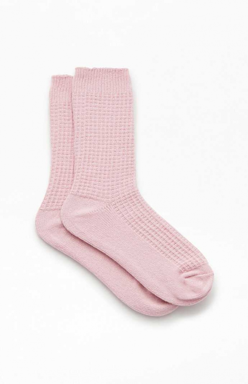 Chaussette PacSun Cozy Waffle Knit Crew Femme Rose | 724865USC