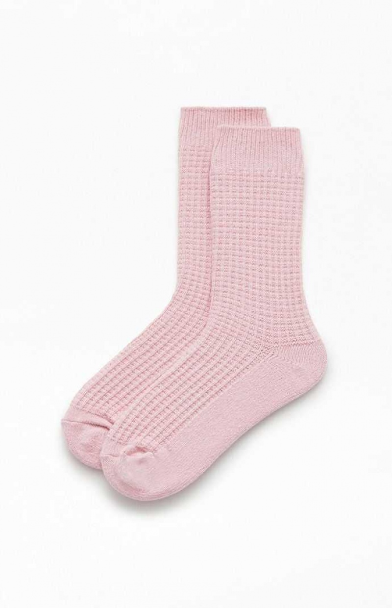 Chaussette PacSun Cozy Waffle Knit Crew Femme Rose | 724865USC