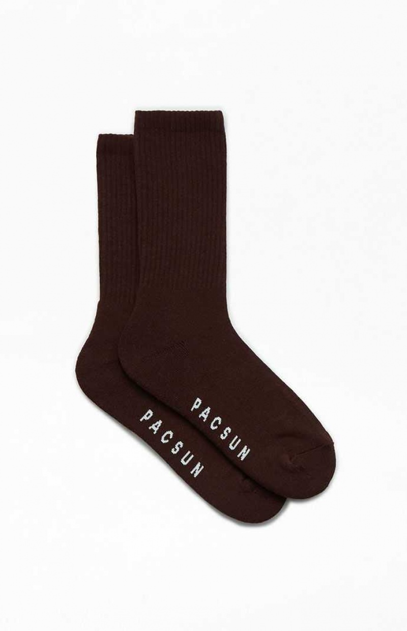 Chaussette PacSun Eco Brown Basic Crew Homme Marron | 562913QWF