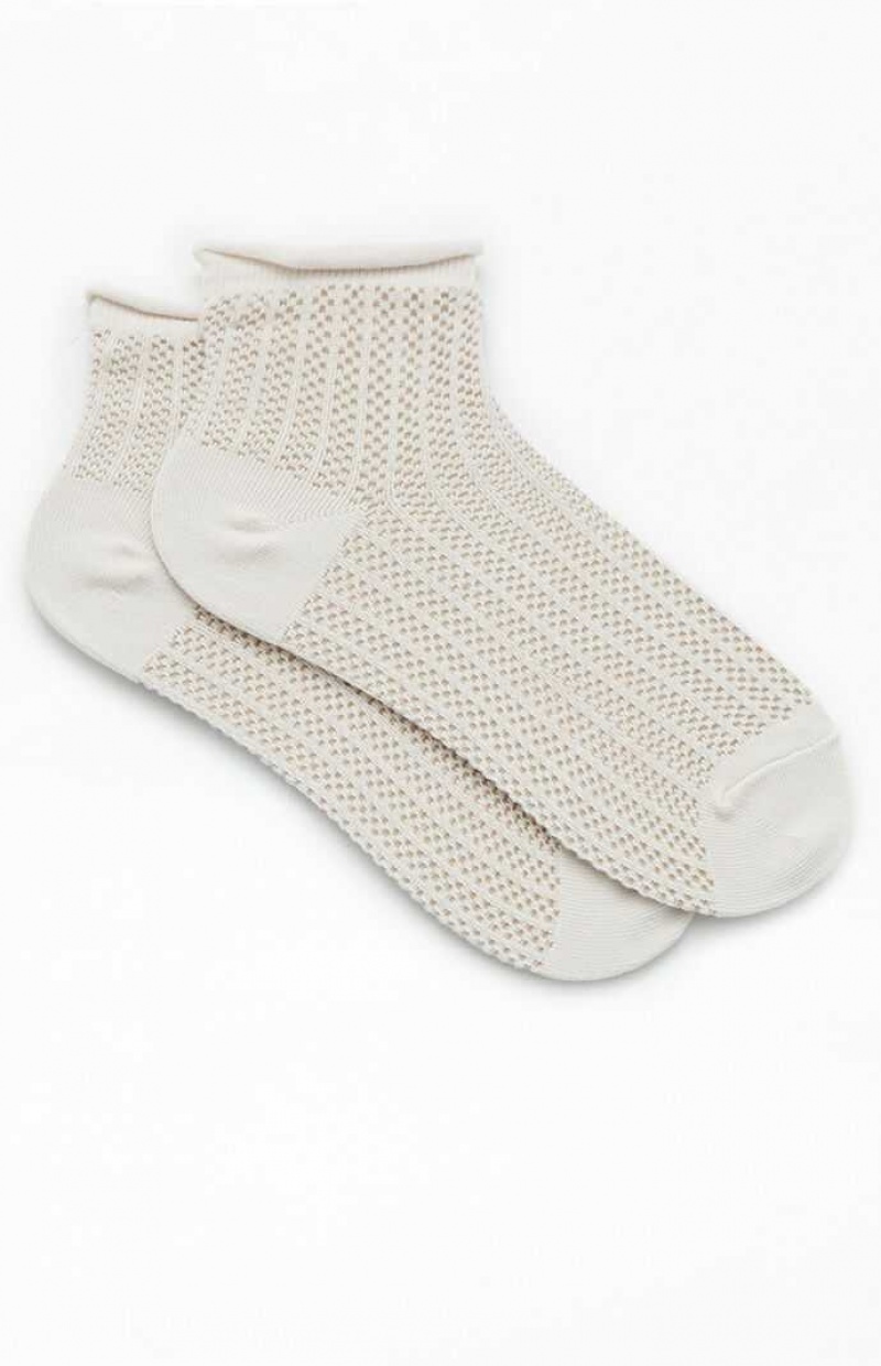 Chaussette PacSun Knit Mesh Ankle Femme Blanche | 895241SKJ