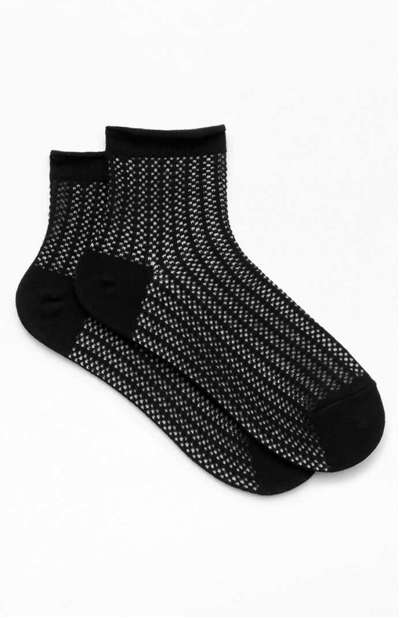 Chaussette PacSun Knit Mesh Ankle Femme Noir | 206853PJA