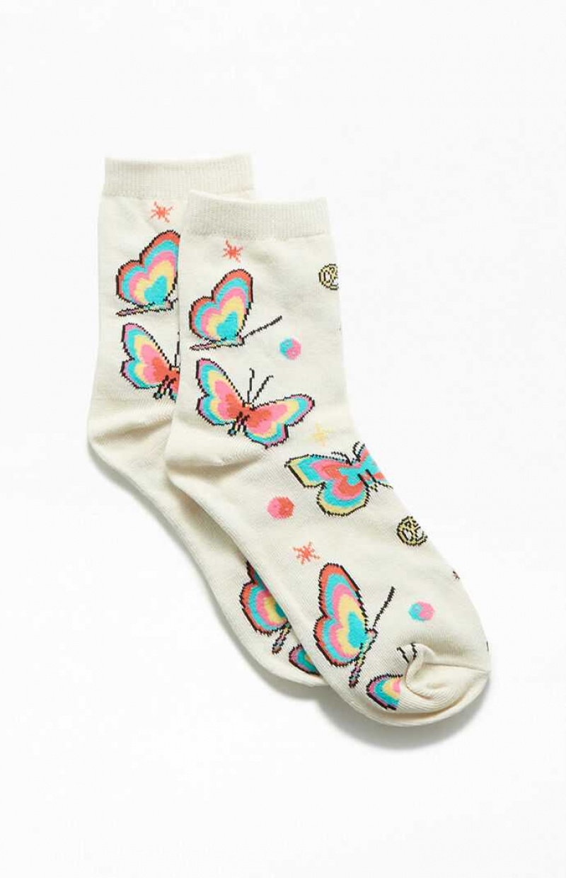 Chaussette PacSun Trippy Butterfly Crew Femme Multicolore | 084217CNU