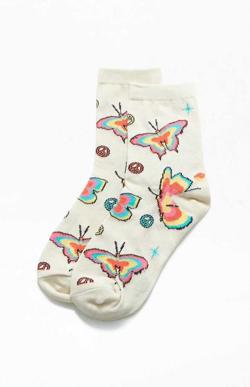 Chaussette PacSun Trippy Butterfly Crew Femme Multicolore | 084217CNU