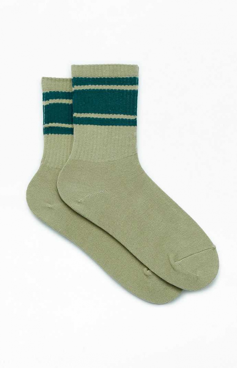 Chaussette PacSun Varsity Stripe Crew Femme Vert | 509264OYP