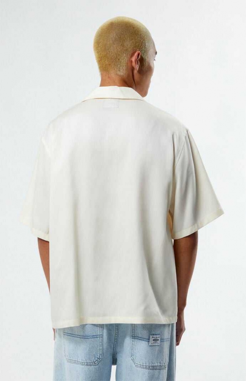 Chemises PacSun Archie Embroidered Oversized Camp Homme Blanche | 749162QLI