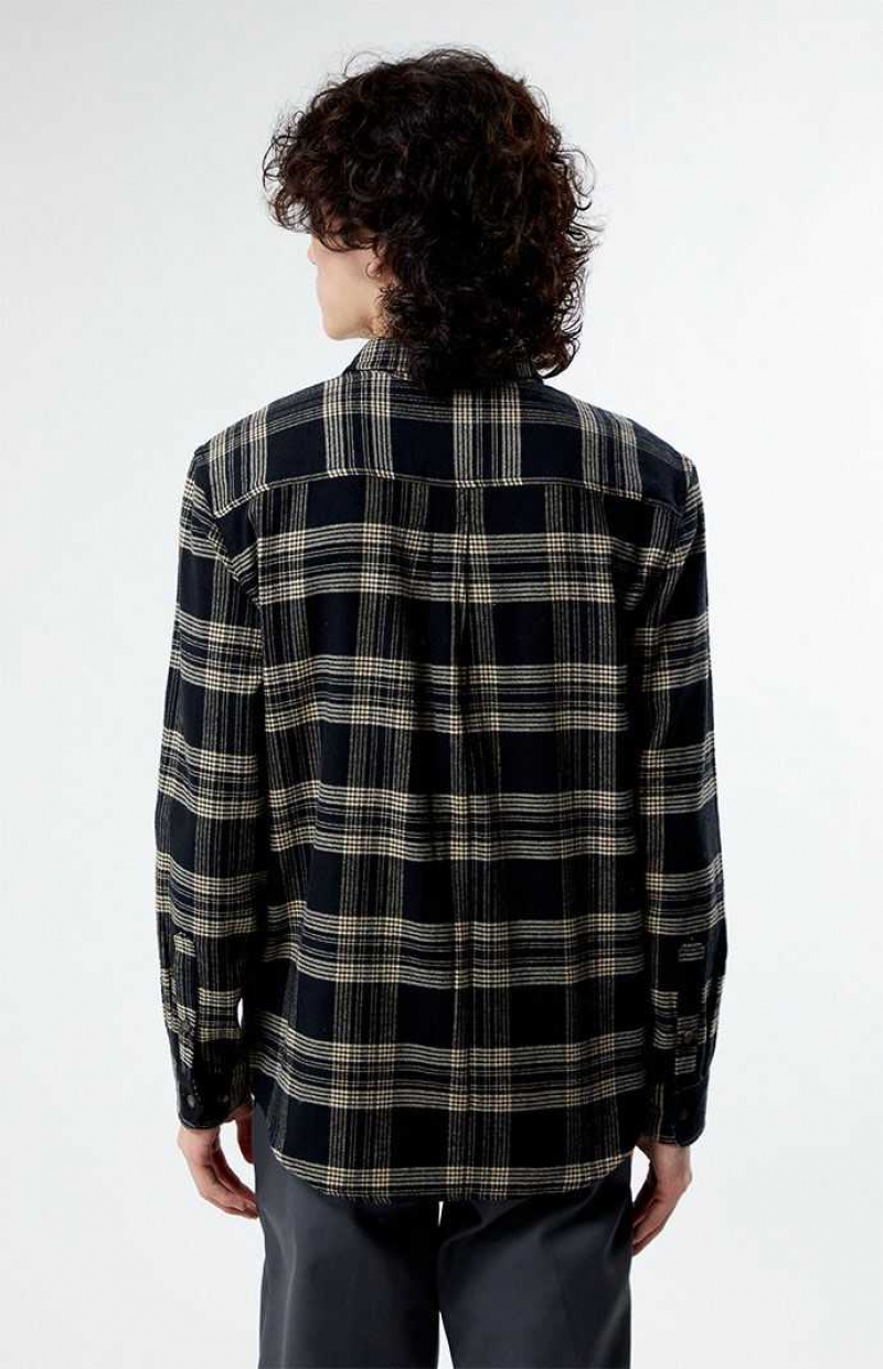 Chemises PacSun Black & Tan Classiche Plaid Homme Noir Marron | 523804UNJ