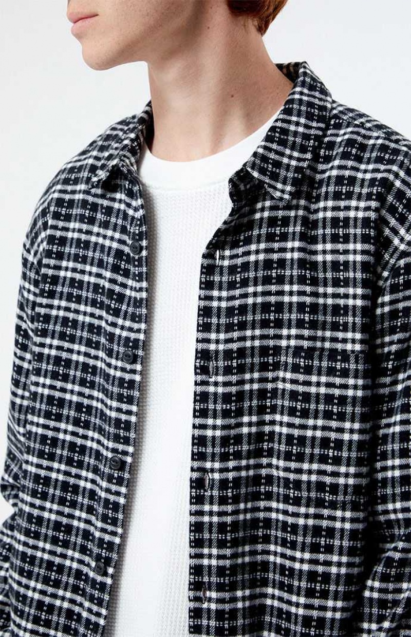 Chemises PacSun Black & White Classiche Plaid Homme Noir Blanche | 628394PYR