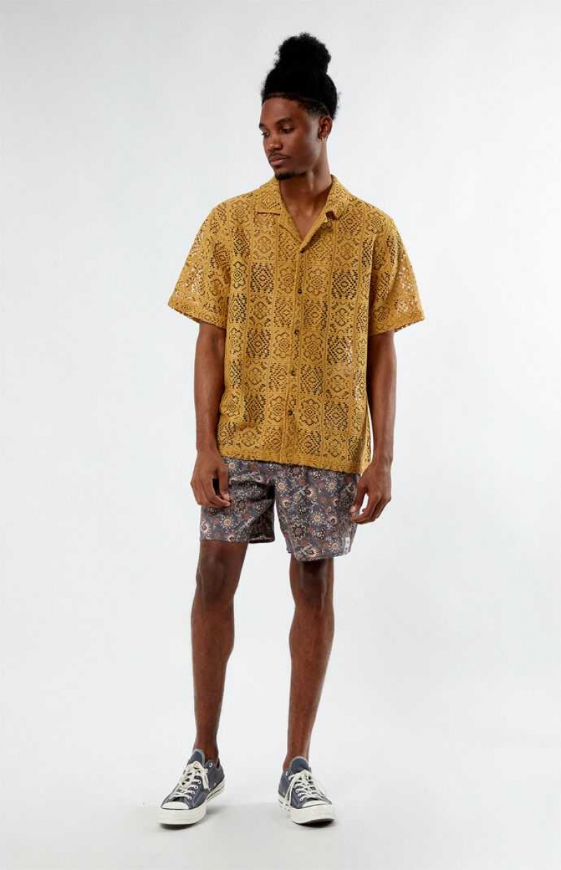 Chemises PacSun Bloom Oversized Camp Homme Doré | 842601FOD