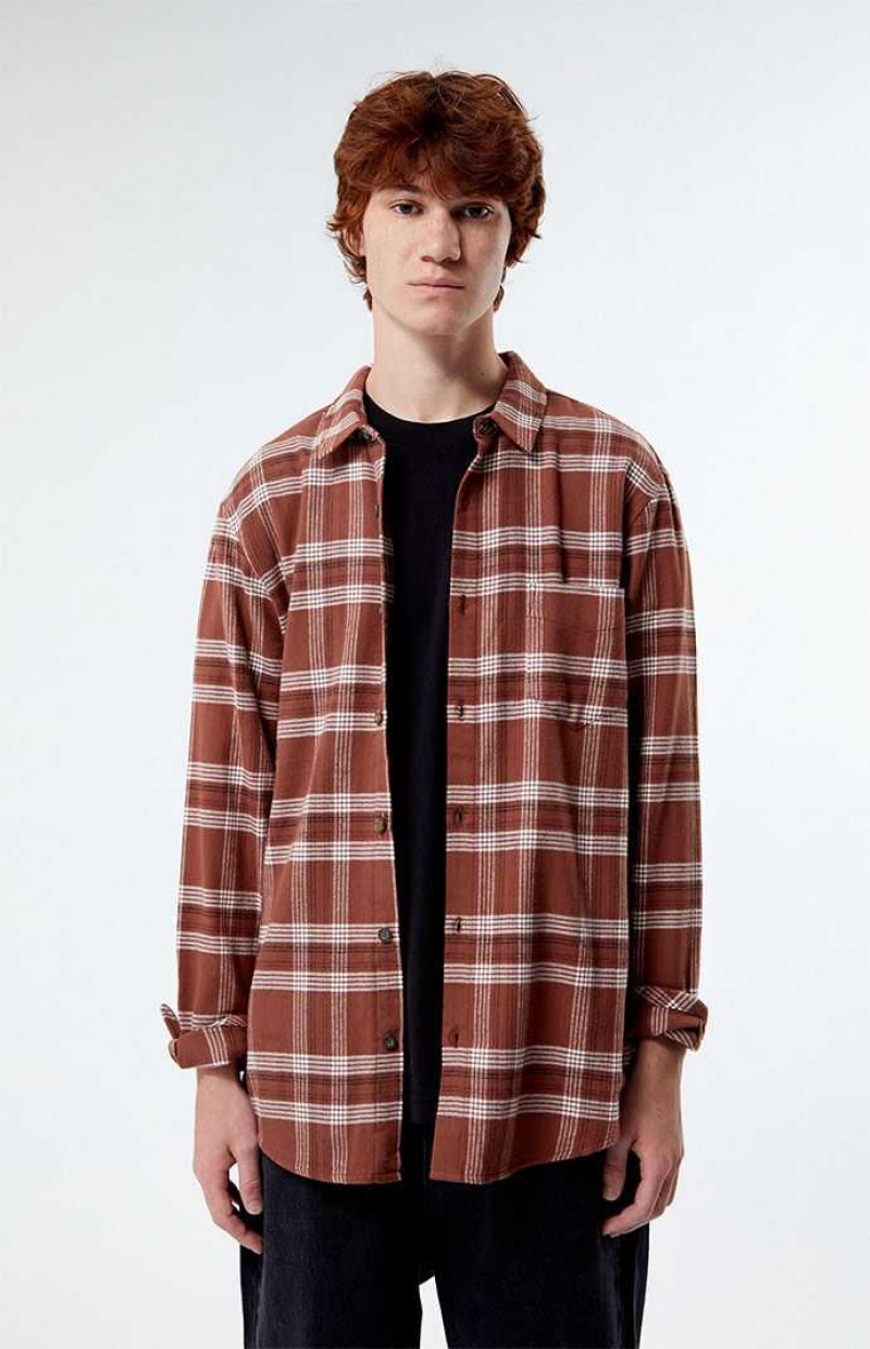 Chemises PacSun Brown Classiche Plaid Homme Marron | 371928HGF