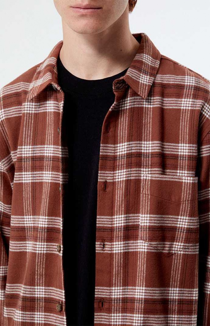 Chemises PacSun Brown Classiche Plaid Homme Marron | 371928HGF