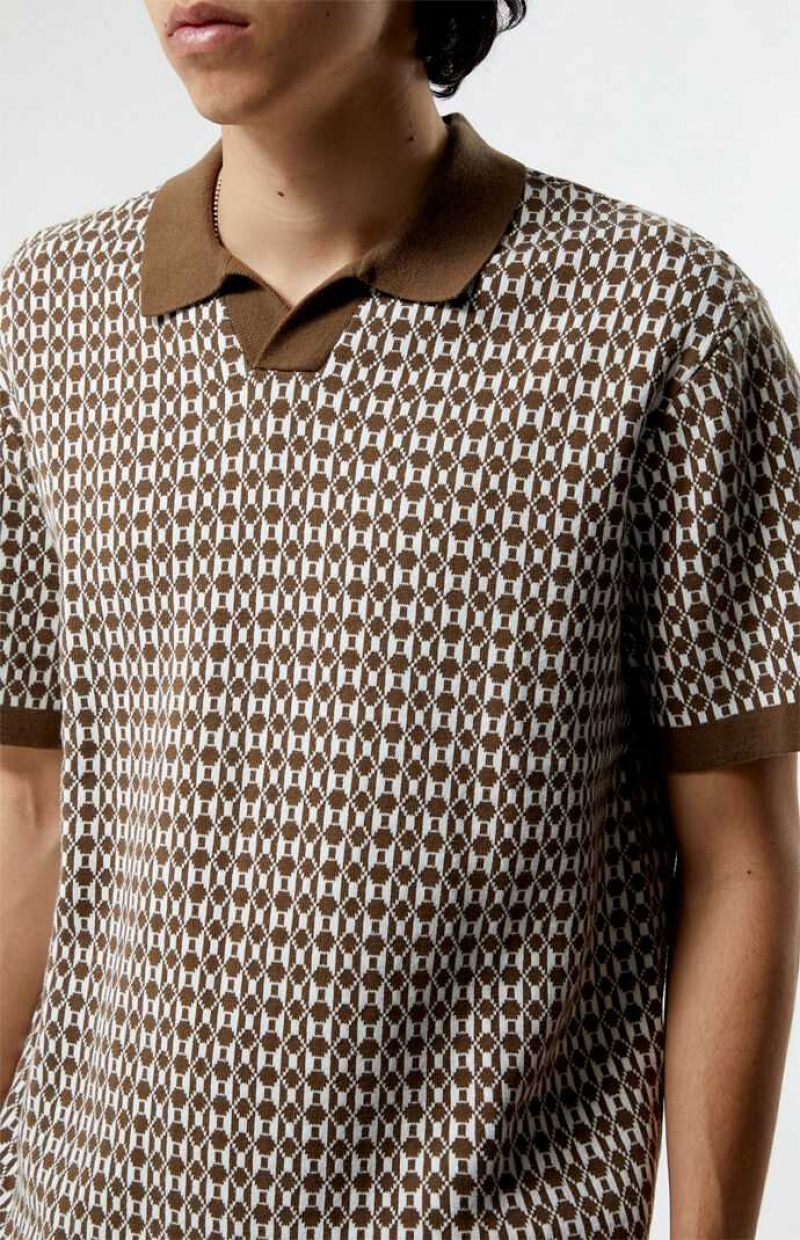 Chemises PacSun Brown Open Polo Homme Marron | 503749VOT