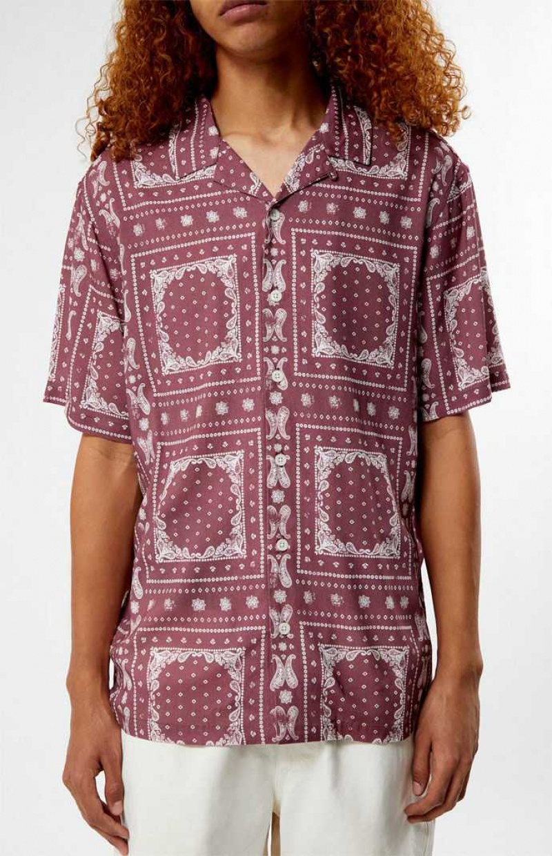 Chemises PacSun Brown Paisley Camp Homme Bordeaux | 829543GMU