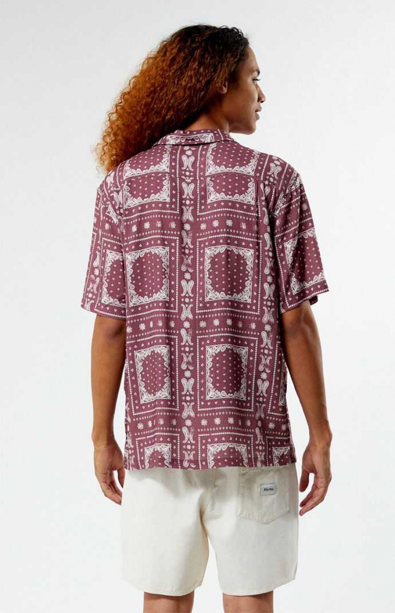 Chemises PacSun Brown Paisley Camp Homme Bordeaux | 829543GMU