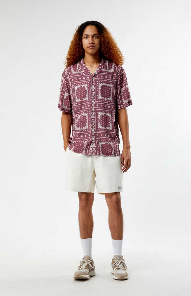 Chemises PacSun Brown Paisley Camp Homme Bordeaux | 829543GMU