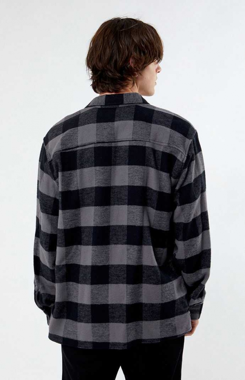 Chemises PacSun Buffalo Plaid Classiche Button Down Homme Noir | 013682ZQO