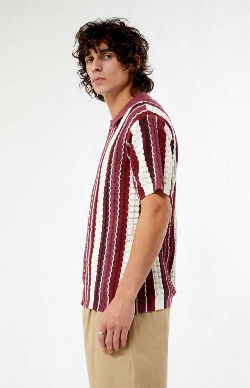 Chemises PacSun Burgundy Button Down Knit Polo Homme Bordeaux | 298671INX