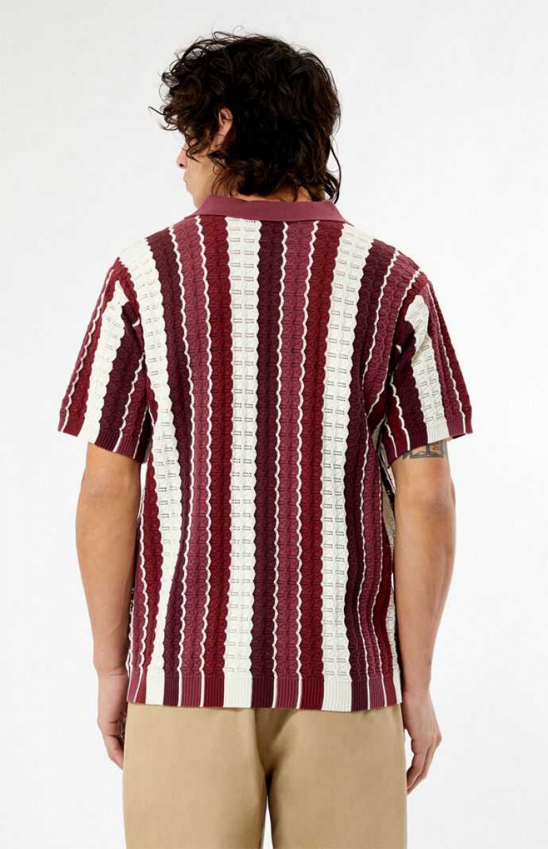 Chemises PacSun Burgundy Button Down Knit Polo Homme Bordeaux | 298671INX