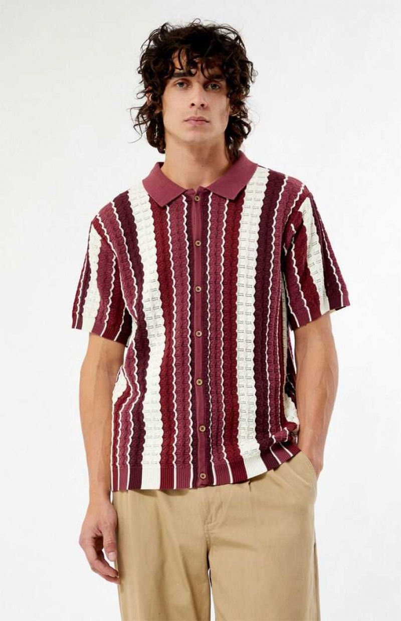 Chemises PacSun Burgundy Button Down Knit Polo Homme Bordeaux | 298671INX