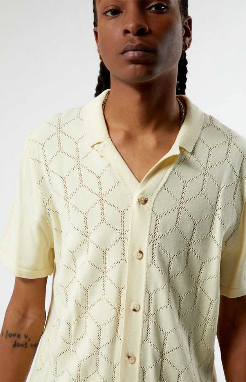 Chemises PacSun Cream Pattern Knit Homme Blanche | 491687LPI