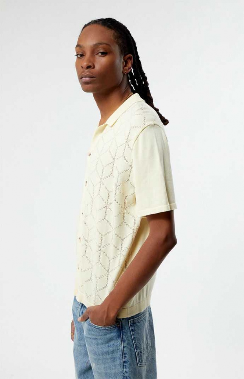 Chemises PacSun Cream Pattern Knit Homme Blanche | 491687LPI