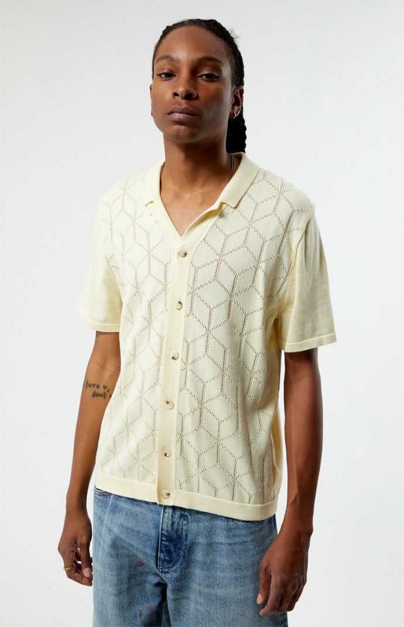 Chemises PacSun Cream Pattern Knit Homme Blanche | 491687LPI