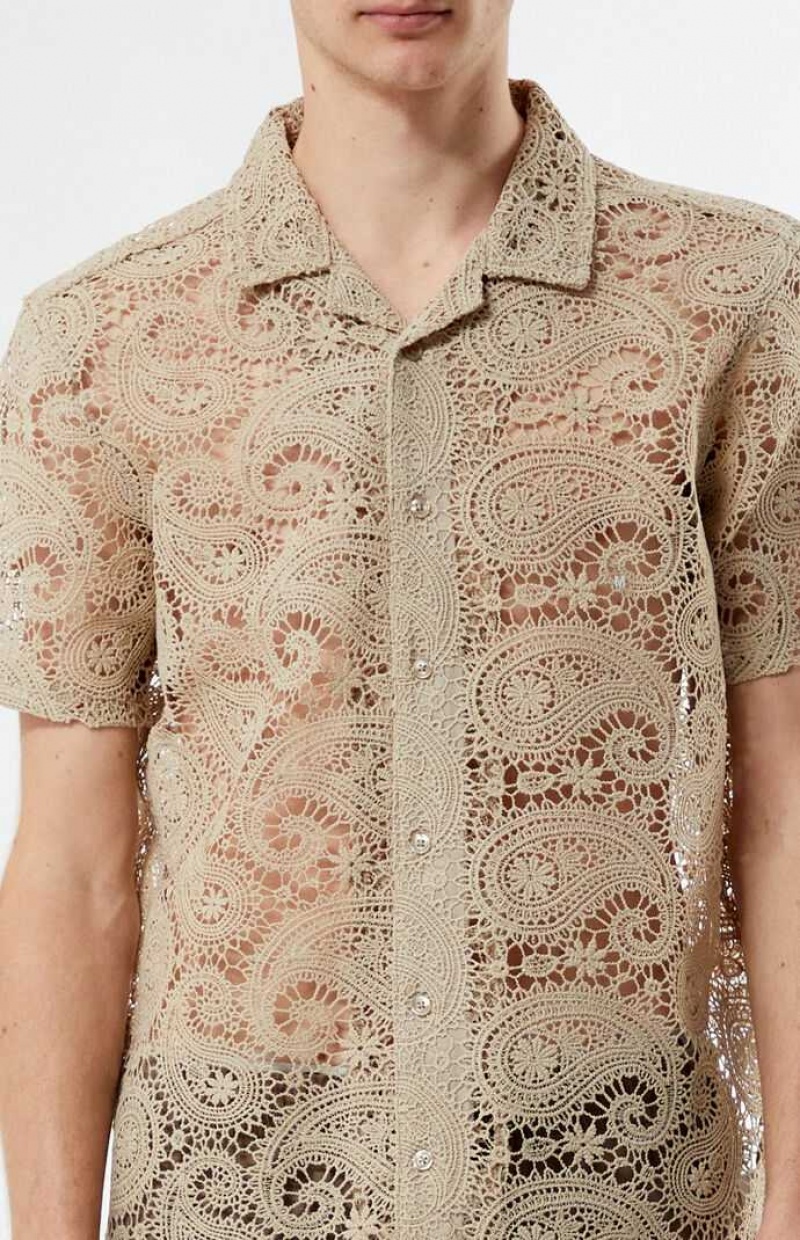 Chemises PacSun Dentelle Paisley Woven Camp Homme Marron | 720351DNB