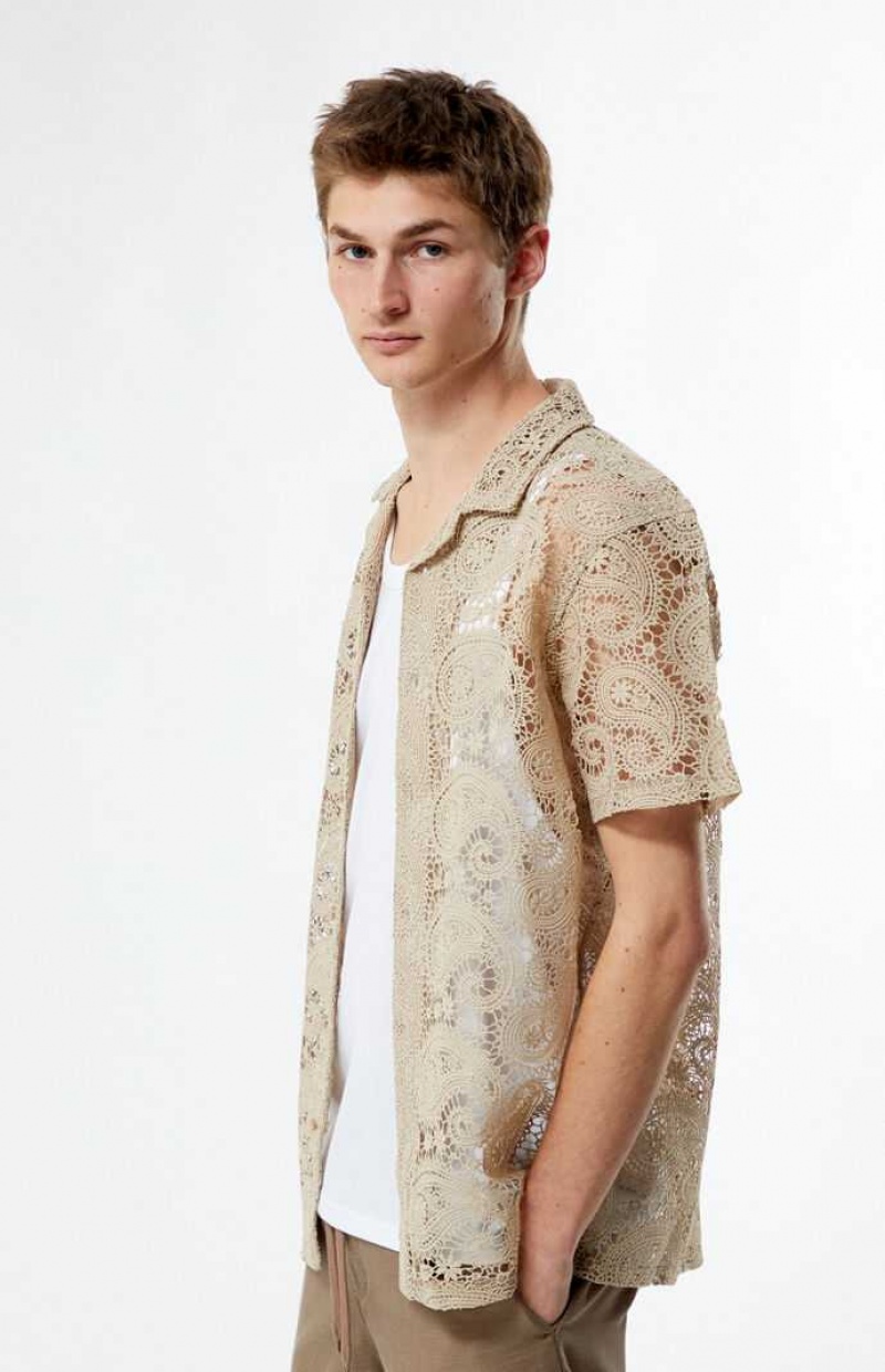 Chemises PacSun Dentelle Paisley Woven Camp Homme Marron | 720351DNB