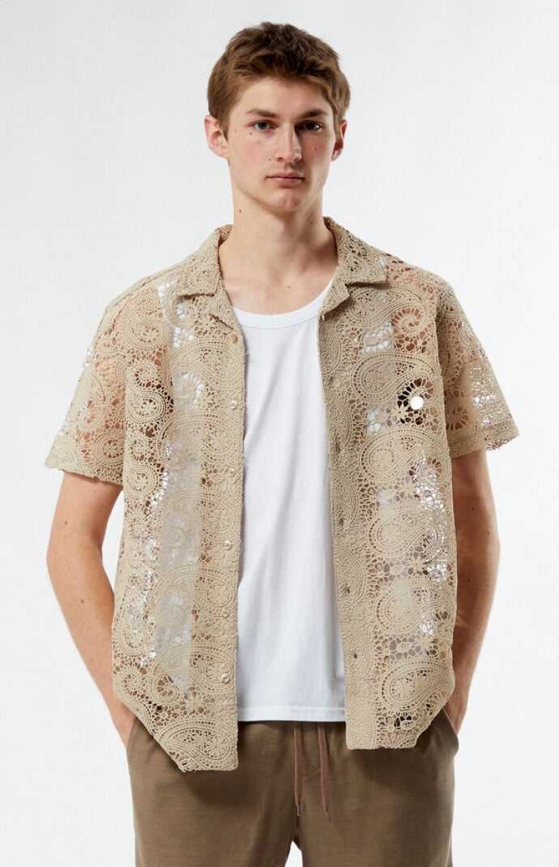 Chemises PacSun Dentelle Paisley Woven Camp Homme Marron | 720351DNB