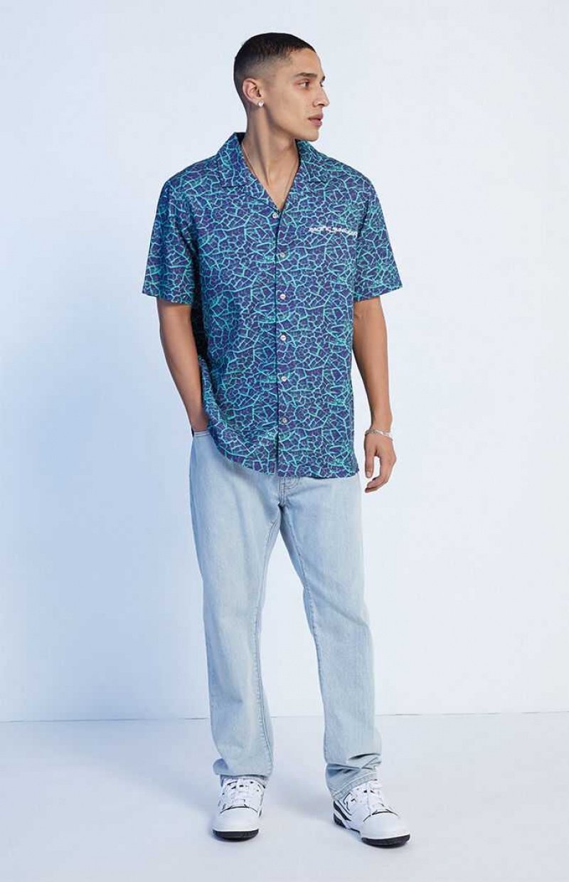 Chemises PacSun Earthquake Oversized Camp Homme Bleu | 906852SVA