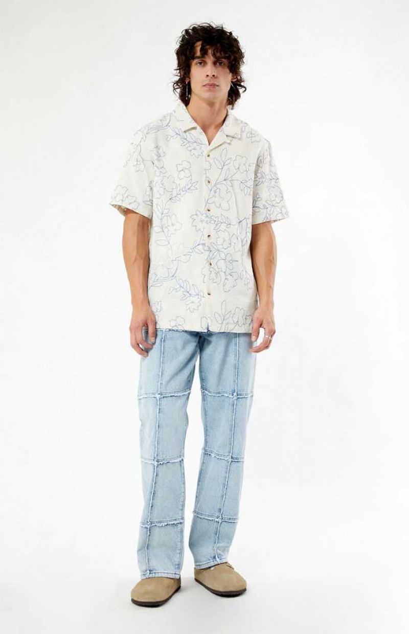 Chemises PacSun Embroidered Floral Camp Homme Blanche | 163982SLW