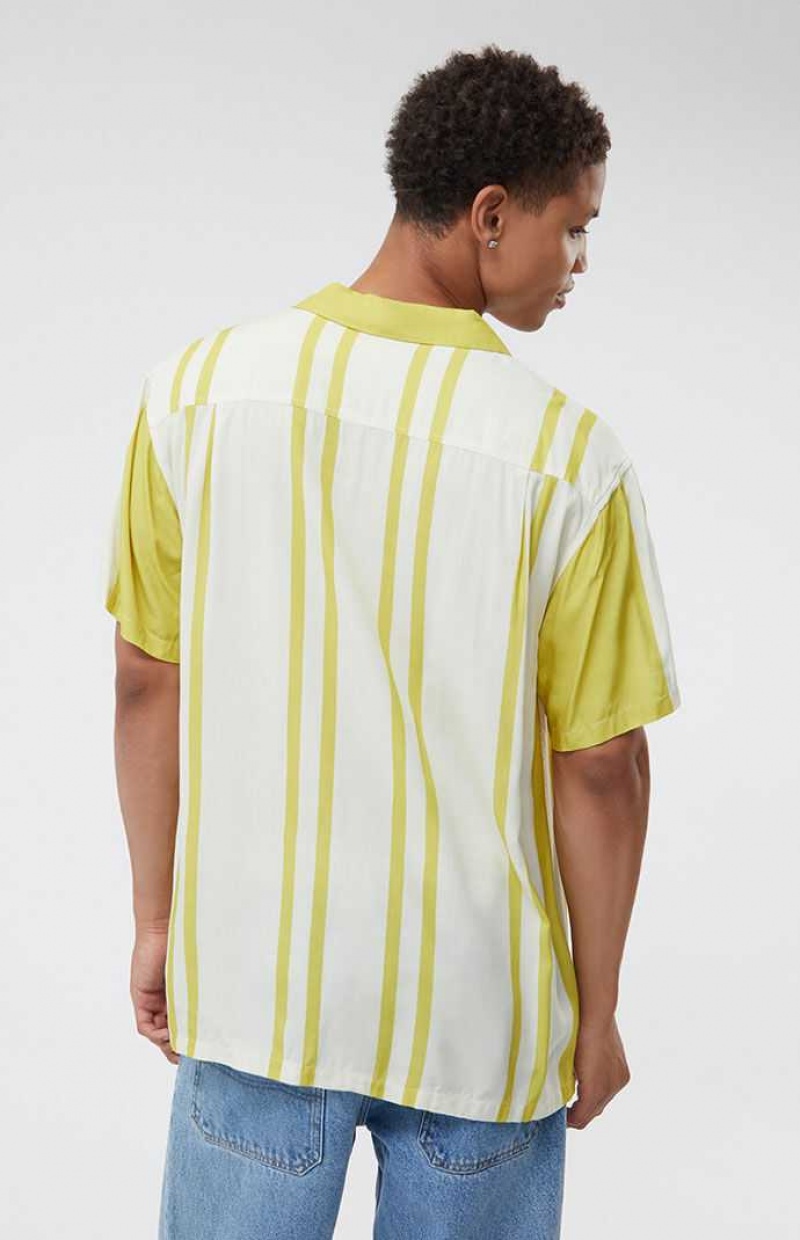 Chemises PacSun Gold Nouveau Stripe Woven Camp Homme Doré | 618507UFA