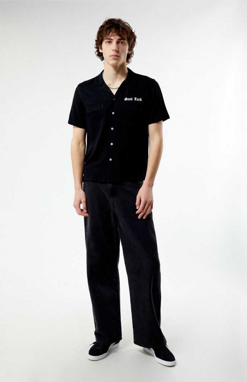 Chemises PacSun Good Luck Woven Camp Homme Noir | 625194TVA