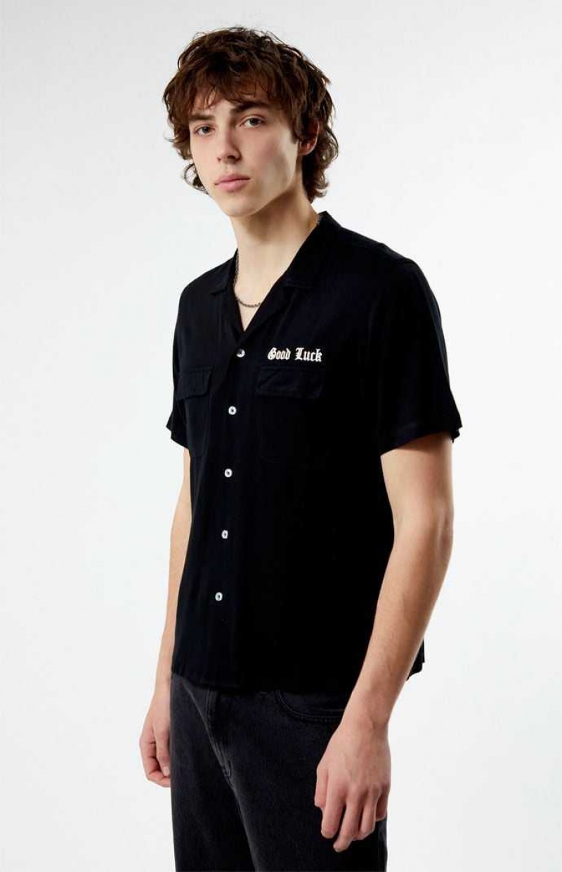 Chemises PacSun Good Luck Woven Camp Homme Noir | 625194TVA