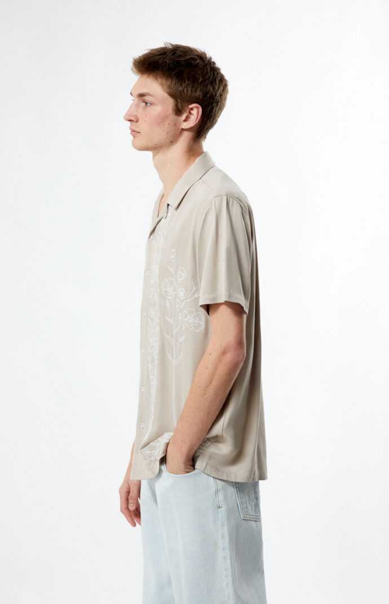 Chemises PacSun Gray Stitch Pattern Woven Camp Homme Grise | 078541UBI