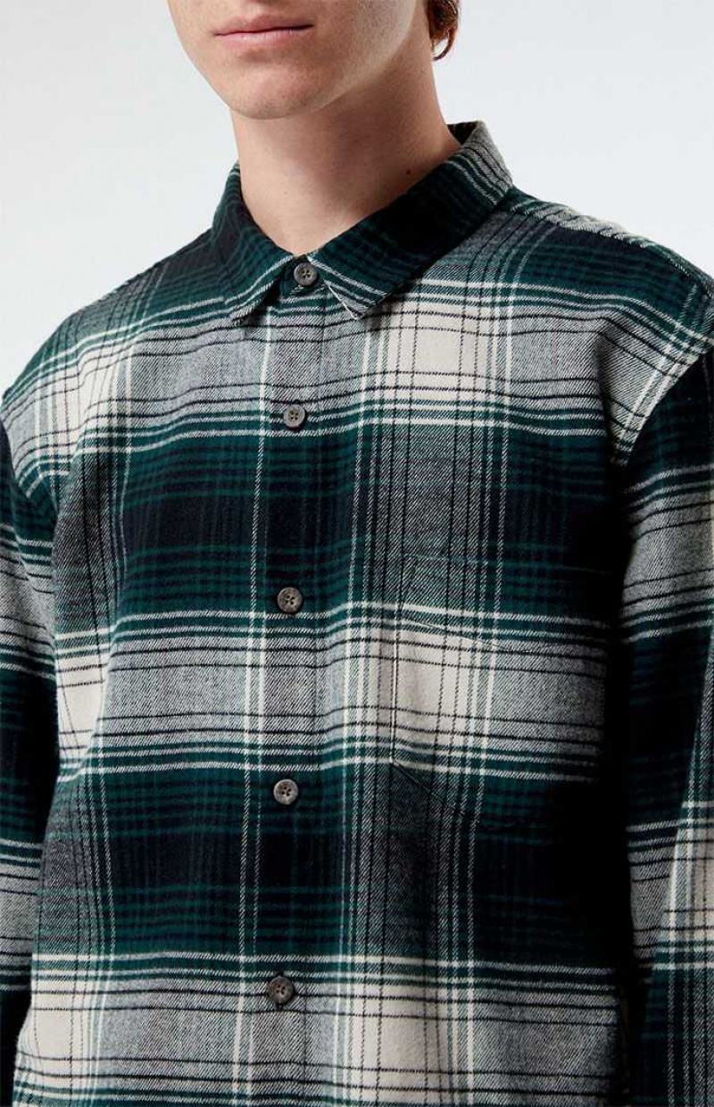 Chemises PacSun Green Classiche Plaid Homme Vert | 618324EDJ