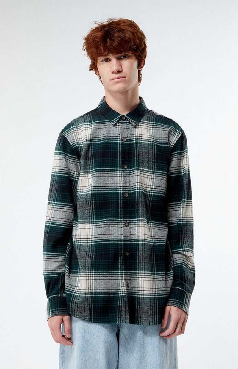 Chemises PacSun Green Classiche Plaid Homme Vert | 618324EDJ