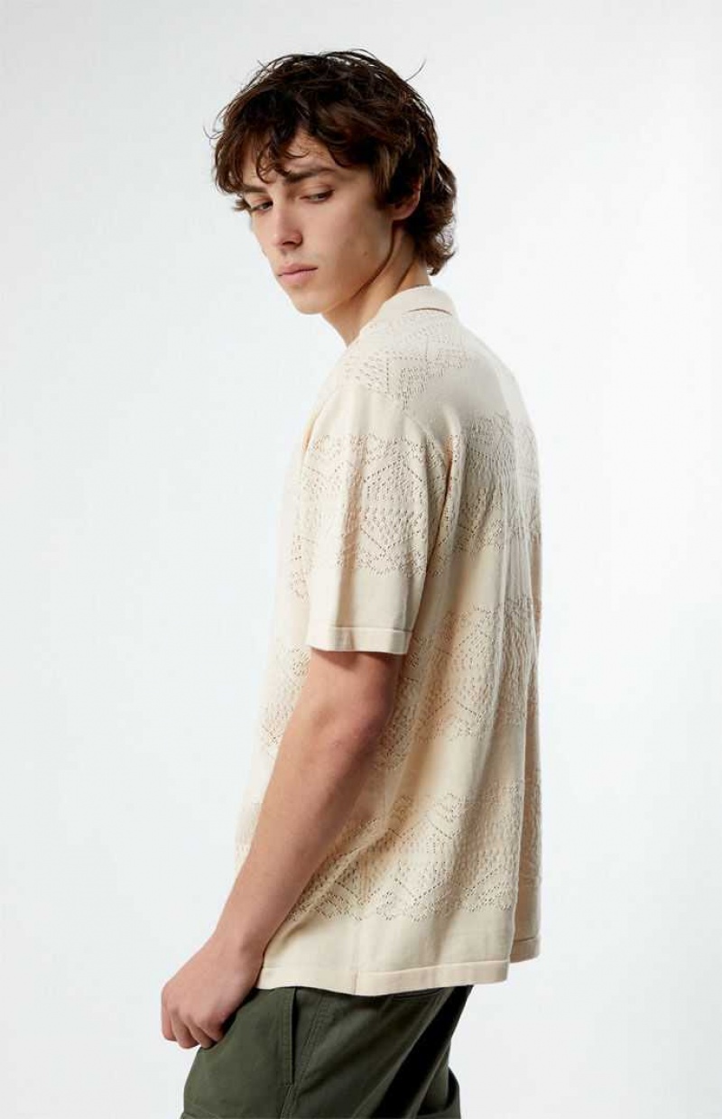 Chemises PacSun Hudson Cream Oversized Camp Homme Blanche | 847516NOG